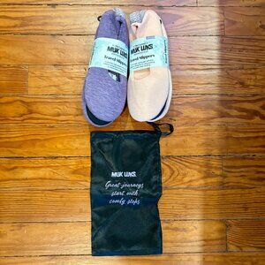 NWT MUK LUKS 2-Pack Travel Ballerina Slippers + Travel Bag - Large (9-10)